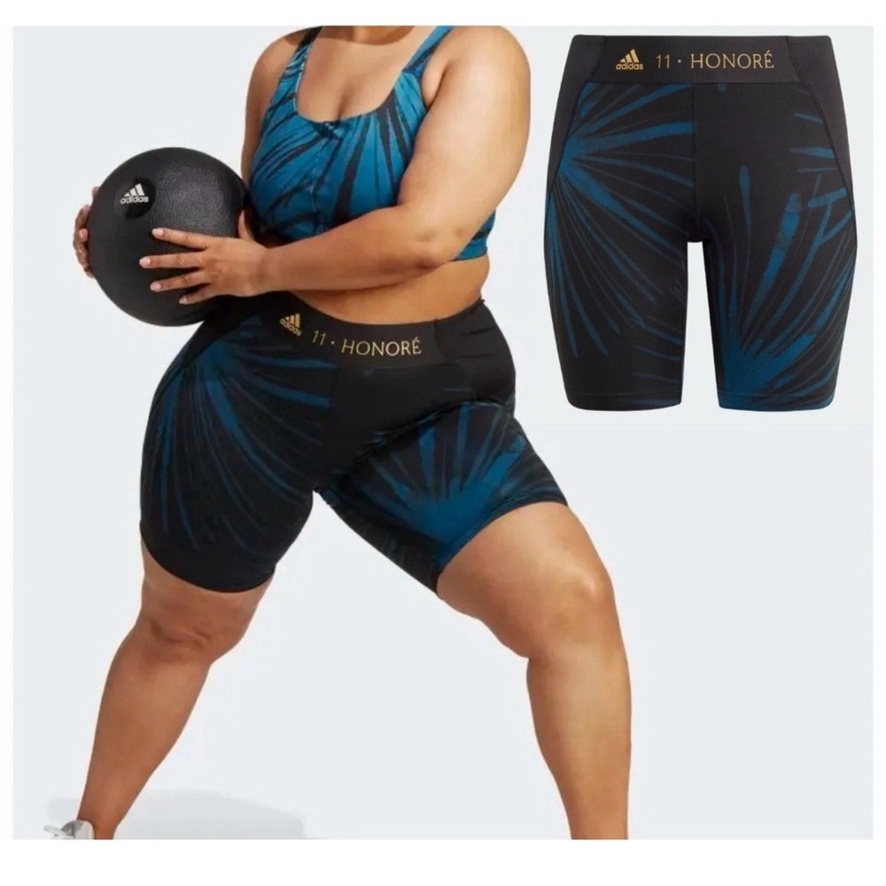 Adidas × 11 Honoré Women's Short Leggings Black/Blue Plus Size 3X